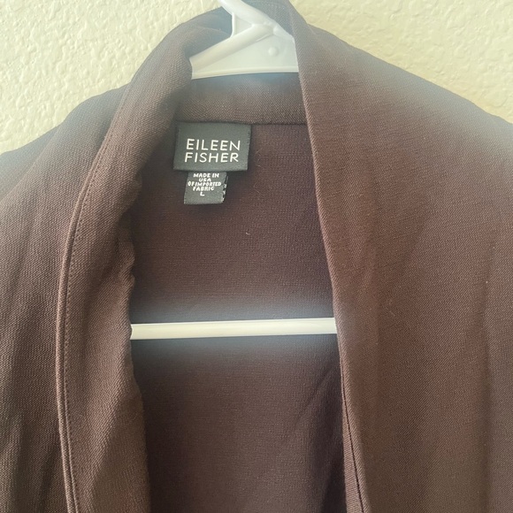 Eileen Fisher Open Front Stretchy Brown Blaster‎ Viscose Sz Large - Picture 2 of 5